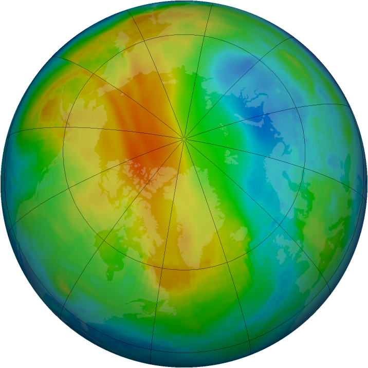 Arctic ozone map for 28 November 1987